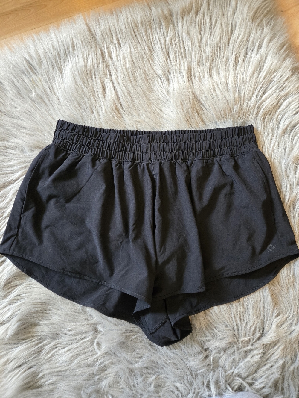 aerie Black Double-Layer Athletic Shorts with Elastic Waist